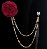 Red Rose Lapel with Gold Chain
