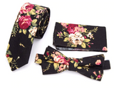 Black Floral Skinny Tie AND Bow Tie