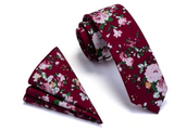 Burgundy Floral  Skinny Tie