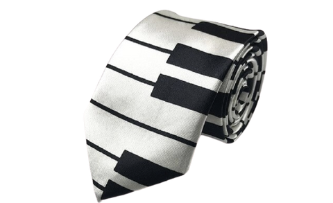 Black & White Silk Piano Tie