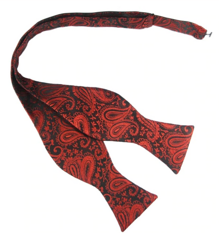 Red & Black Paisley Print - Bond Tie